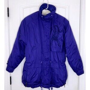1990s Purple‎ Leopard Ski Jacket by XCT for Roffe   Ladies 10